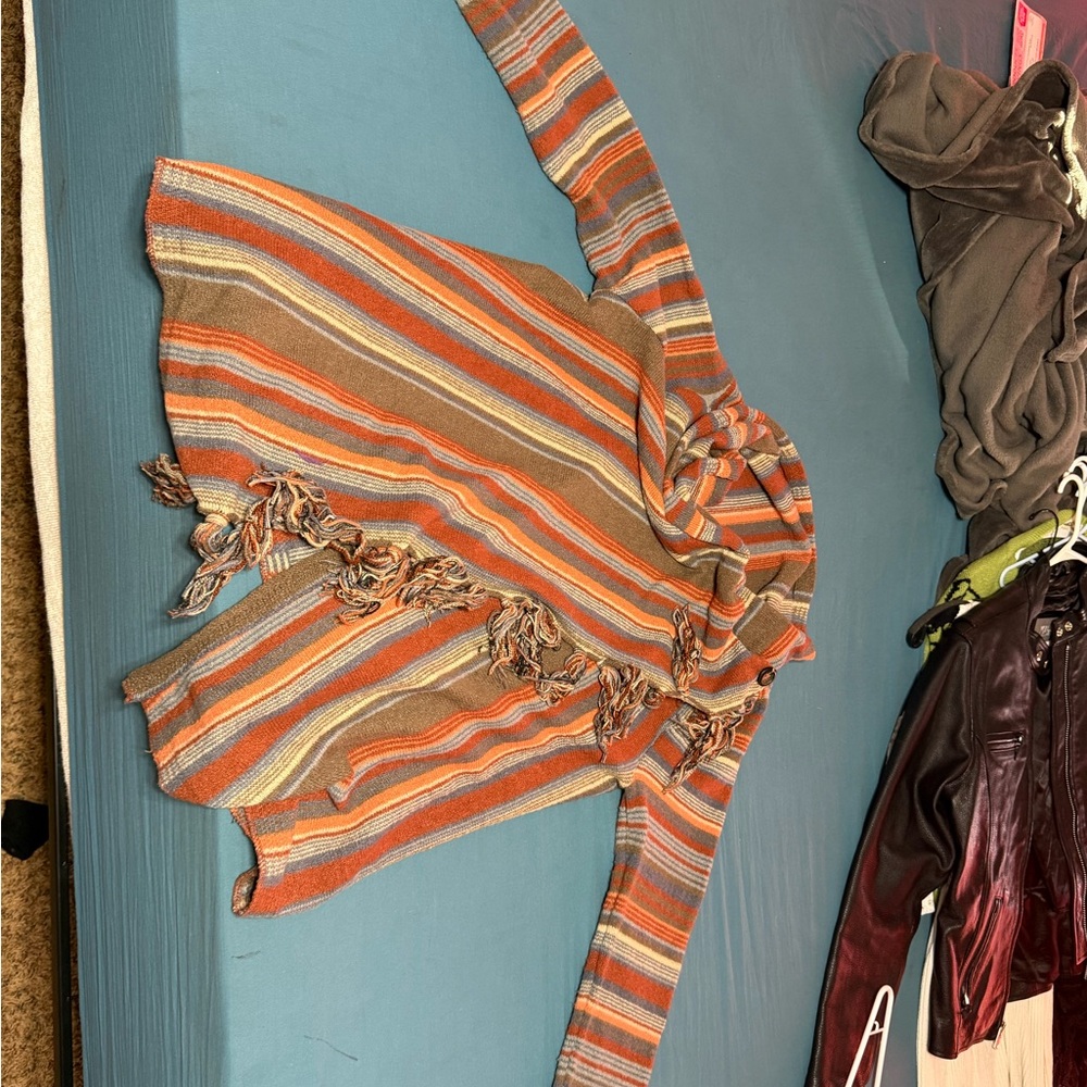 Striped Fringe Cardigan